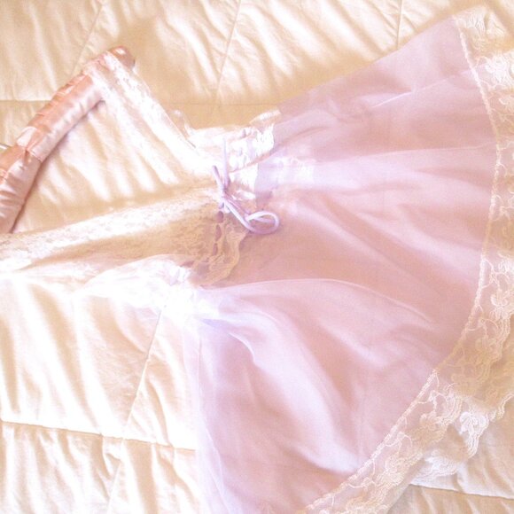 Vintage Sheer Lacy Nylon Babydoll S/M - Picture 2 of 8